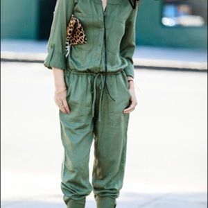 I HEART RONSON army green drawstring jumpsuit